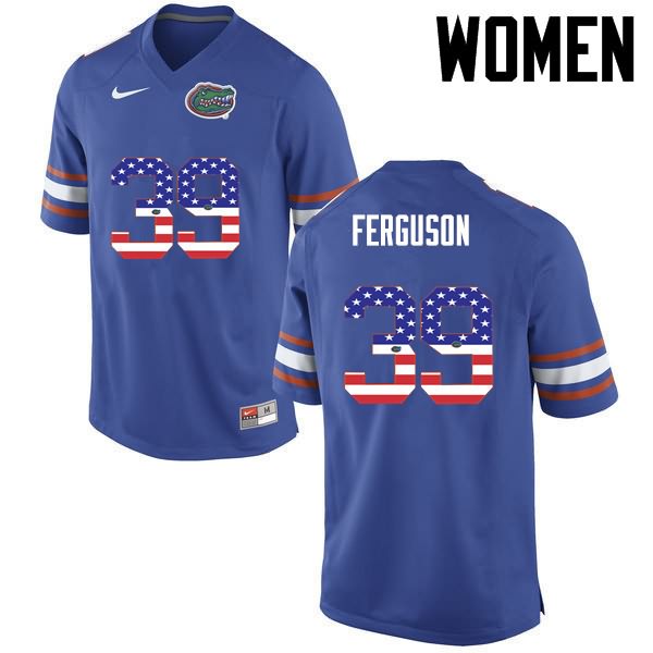 Women's NCAA Florida Gators Ryan Ferguson #39 Stitched Authentic USA Flag Fashion Nike Blue College Football Jersey YJX4265PT